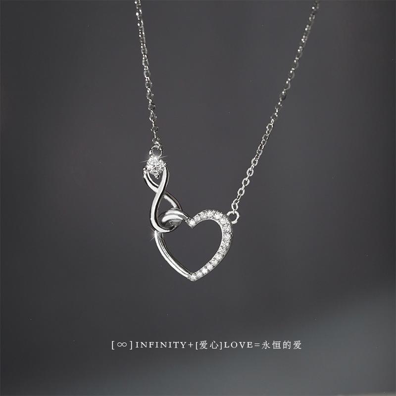 

Silver Color 8-character Zircon Love Necklace Womens Clavicle Chain Girl Jewelry