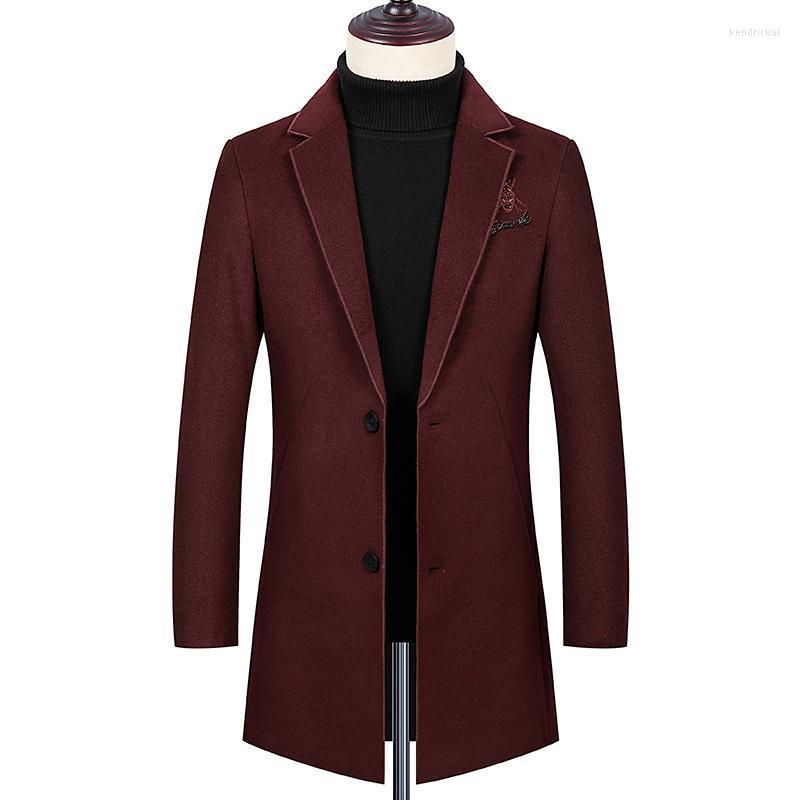 

Men's Wool & Blends 2022 Autumn And Winter Woolen Jacket Large Size Business Long Jacket/embroidered Warm Blended Windbreaker Coats Kend22, Gray