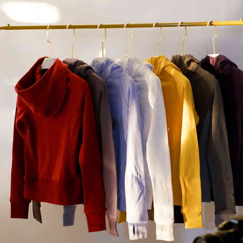 

Lu Autumn Winter New Yoga Clothes Coat Women's Sports Full Lu's Zipper Hoodie Fitness Running Long Sleeve Top Fleece Sweater Luxury Classic Designer High Street, Turmeric velvet coat