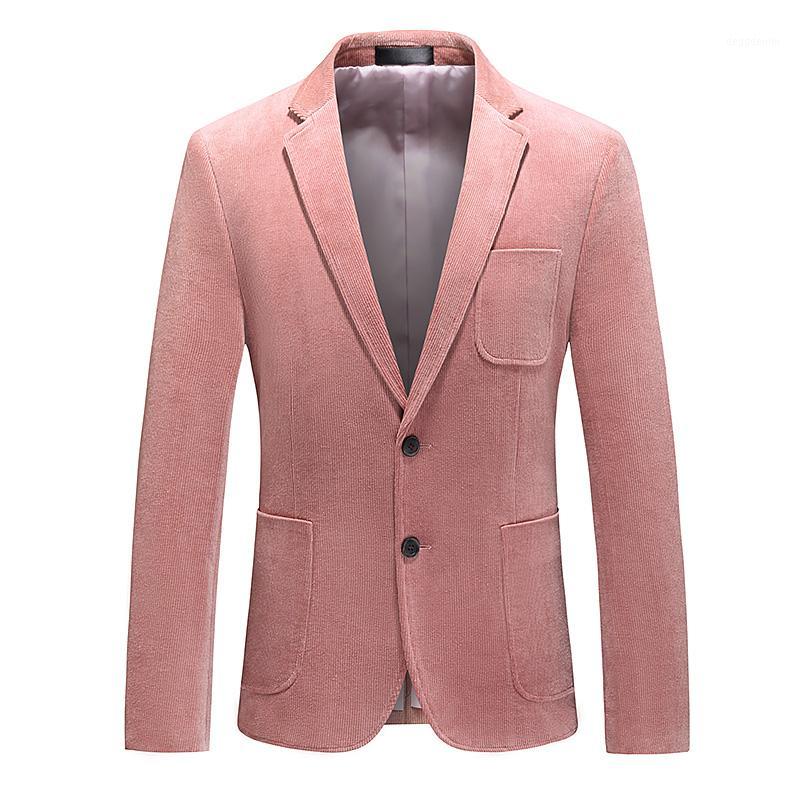 

Winter Men's Suit Jacket Latest High End Pink Corduroy Formal Clothing Business Casual Elegant Blazer Banquet Top, Khaki