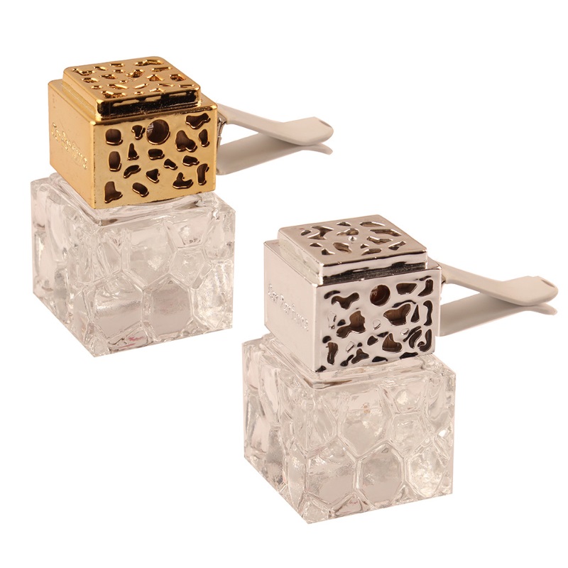 

Exquisite Cube Car Perfume Bottle Essential Oils Diffusers Automobile Air Conditioner Vent Clip Air Freshener Empty Glass Decoration