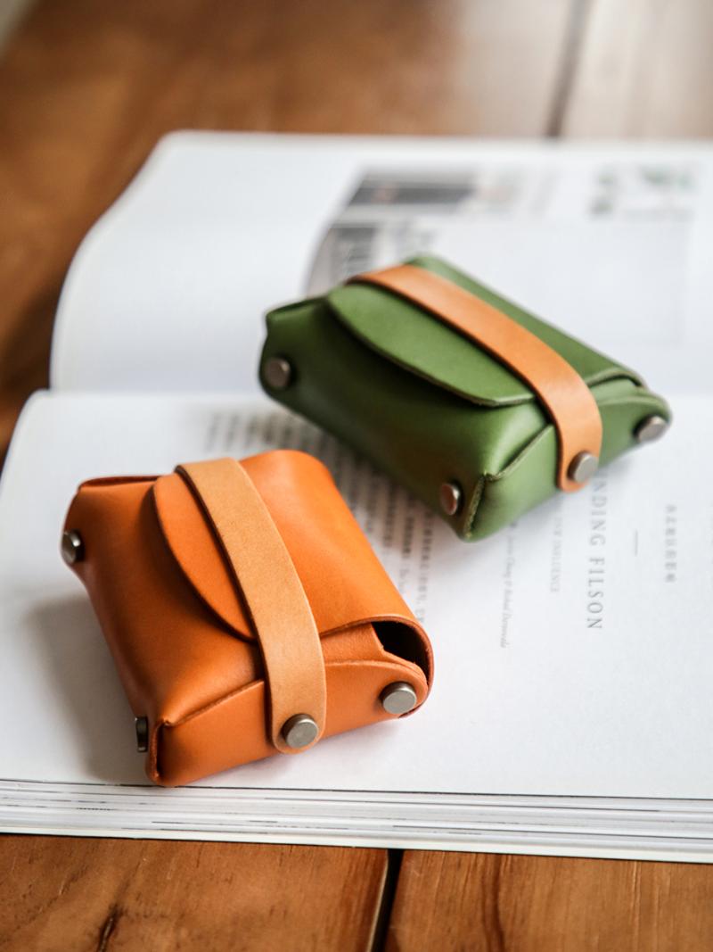 

Card Holders Genuine Leather Retro Large Capacity Ladies Holder First Layer Vegetable Tanning Mini Small Bank ChangeCard, Matcha green