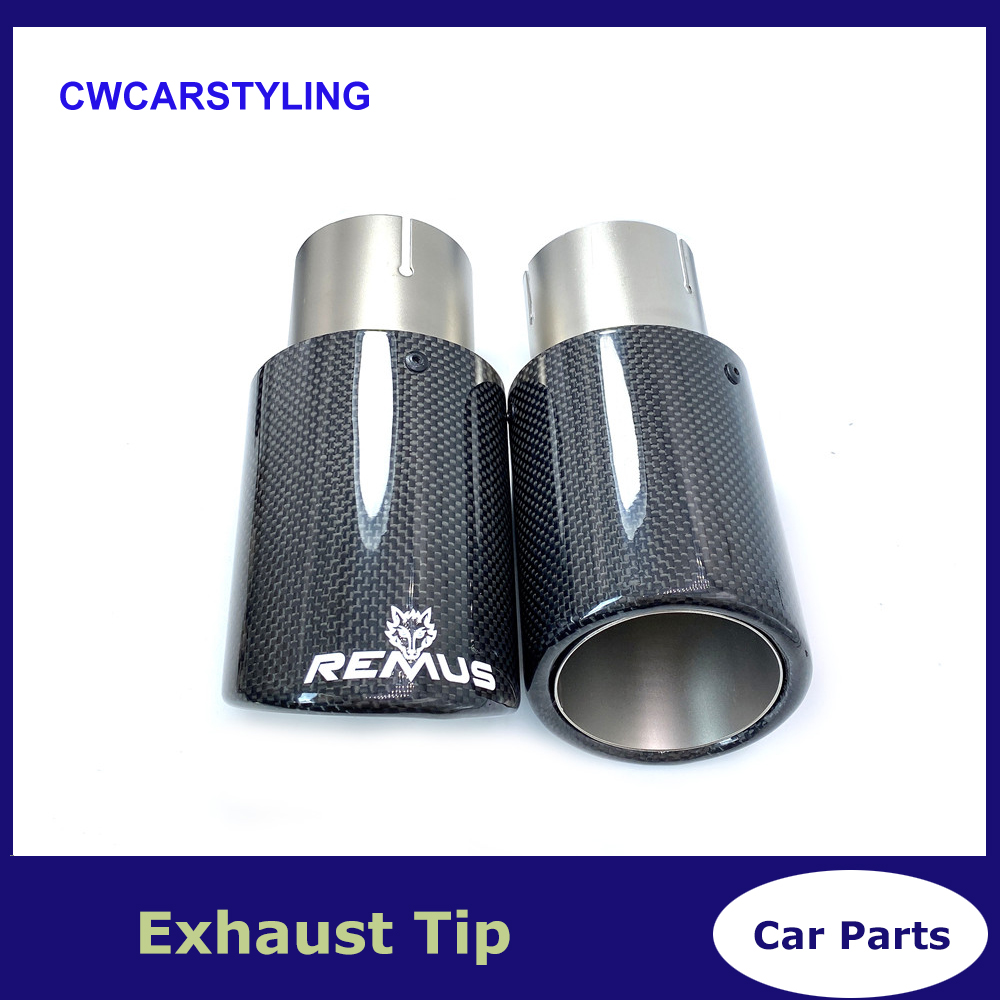 Style de voiture en Fiber de carbone brillant tuyau d'échappement bord roulant tuyaux de silencieux universels en acier inoxydable embouts d'extr