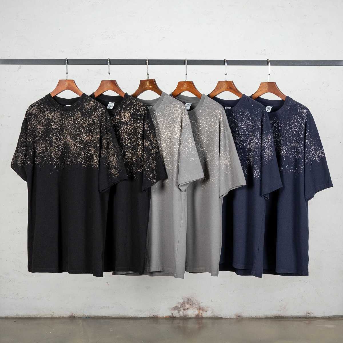 

Men' T-Shirts 2022 summer new high street fashion brand t-shirt men' dark wind spray star sky splash ink gradient Casual Short Sleeve, Black
