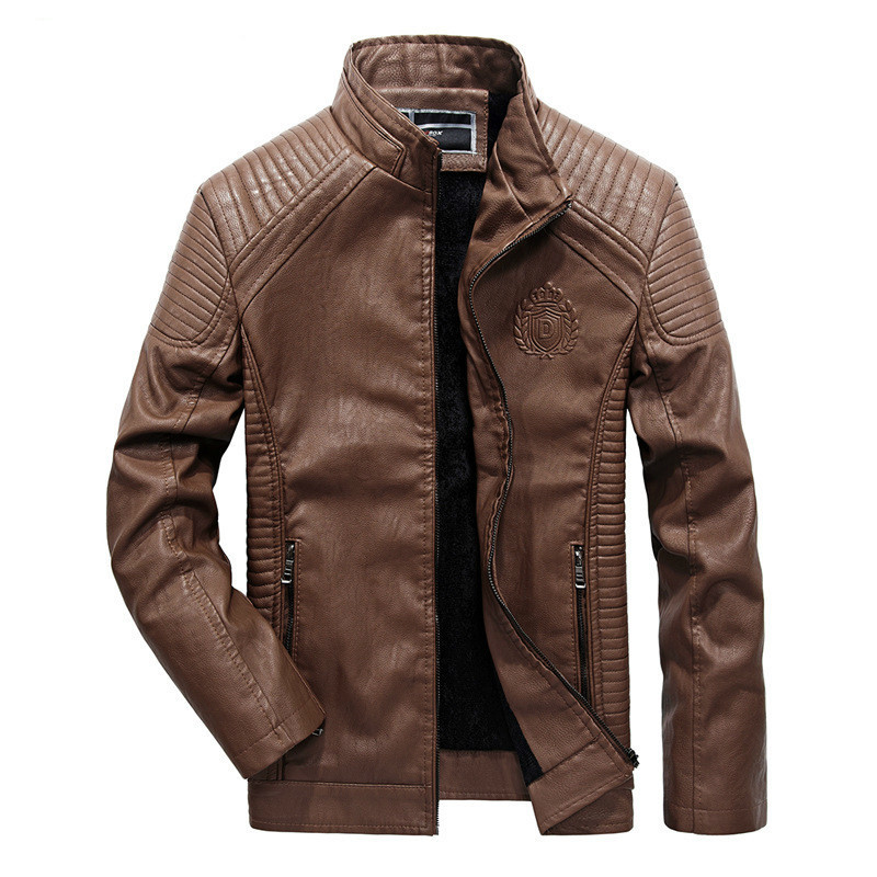 

Men Jacket Autumn Winter Fashion PU Faux Leather Jackets Men Good Quality Casual Slim Mens Warm Jacket Coat XXXL 220816, Champagne
