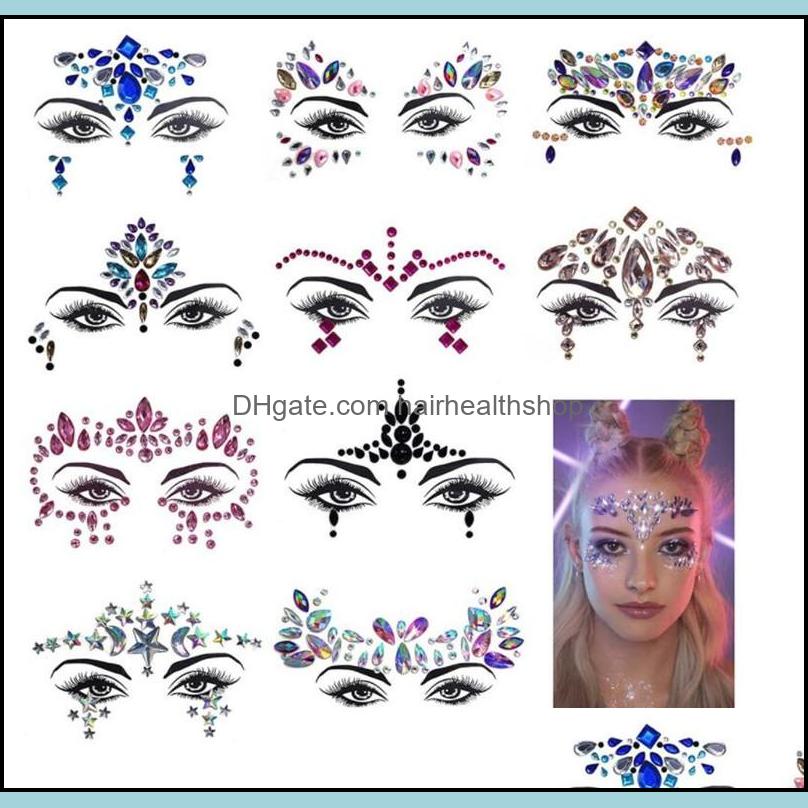 

Nail Art Decorations Salon Health Beauty Rhinestone Festival Face Jewels Sticker Fake Tattoo Stickers Body Glitter Tattoos Gems Flash For