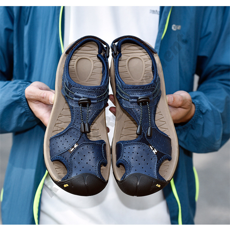 Grande taille 6 sandales hommes 2022 été nouveau respirant orteil sandale loisirs de plein air chaussures de plage décontractées 605 BLEU