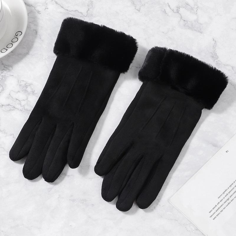 

Five Fingers Gloves Ladies Fashion Spring And Autumn Warm Cotton Winter Cold Touch Screen Cute Suitable For Outdoor DrivingFive