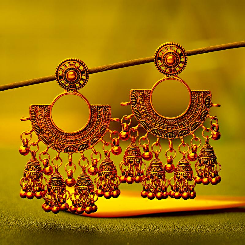 

Dangle & Chandelier Bohemian Ethnic Gold Sliver Color Bells Tassel Drop Earrings Jhumka For Women Brincos Gypsy Jewelry AccessoriesDangle Da