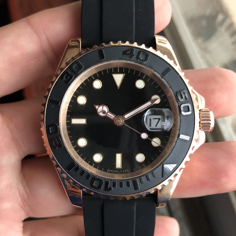 Luxury designer watch rubber Starp Ceramic Bezel Automatic Mechinacal business mens watches 116655 Rose Gold Black Dial Wristwatch Limited Editio-image-439826759