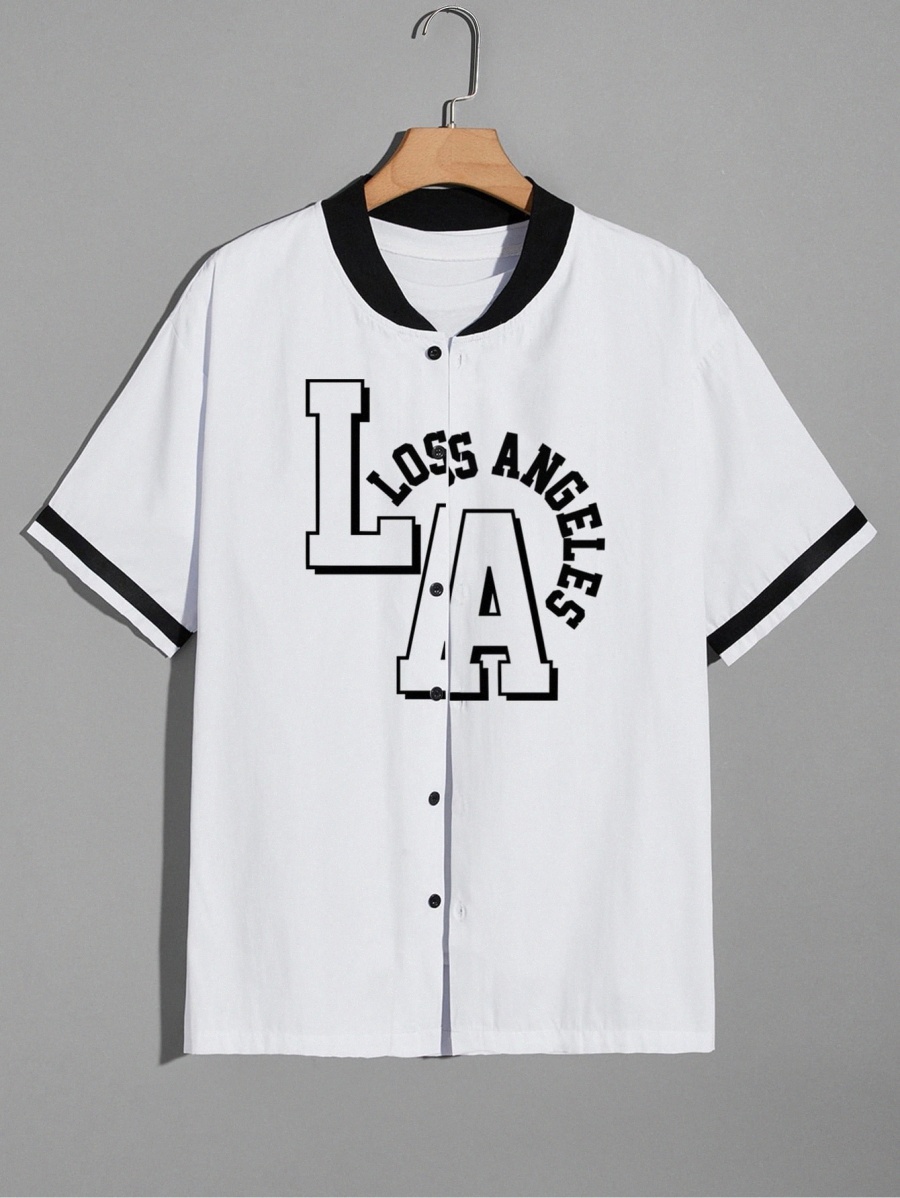 

men Letter Graphic Button Up Shirt Without Tee c0Ik#, White