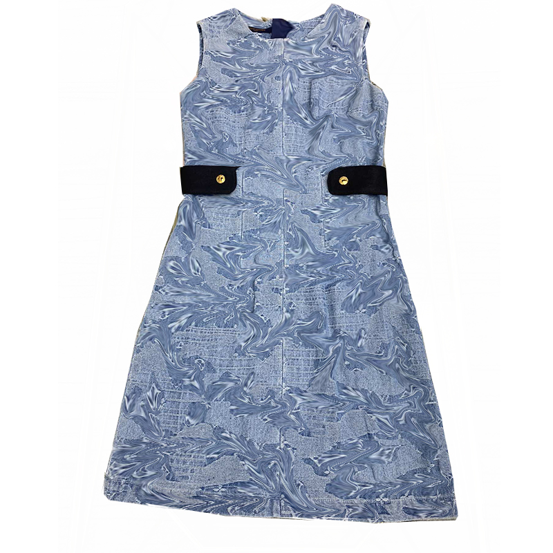 

Fashion Denim Dresses Summer Sleeveless Dress Classic Flora Embroidery Ladies Dress 3 Sizes Girls Skirts Apparel, Blue