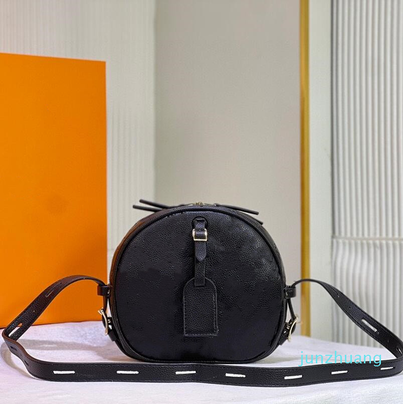 Femme sac à bandoulière en cuir dame gaufrage sacs à main vieille fleur sac à bandoulière rond 2022