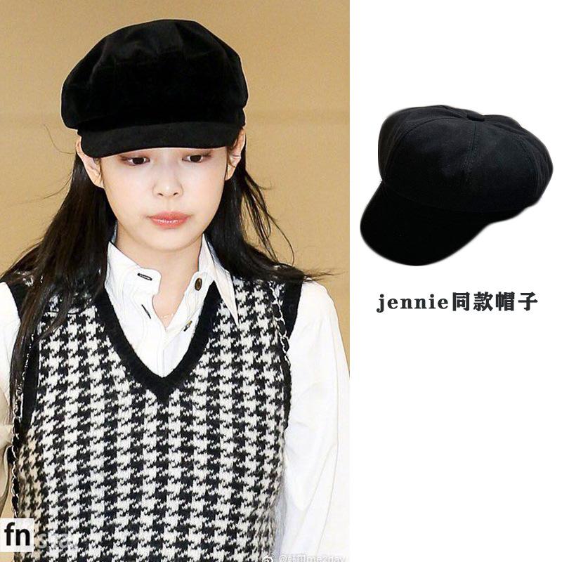

Berets Fashion Black Octagonal Hat Unisex Woolen Cloth Warm For Winter Kpop Jennie Kang Daniel Same Style Korean Simple DesignBerets, As pic