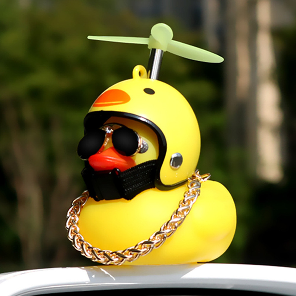 

Car Styling Broken Wind Helmet Small Yellow Duck Car Accessories Wave-breaking Little Yellow Duck Sunglasses Cycling Decor