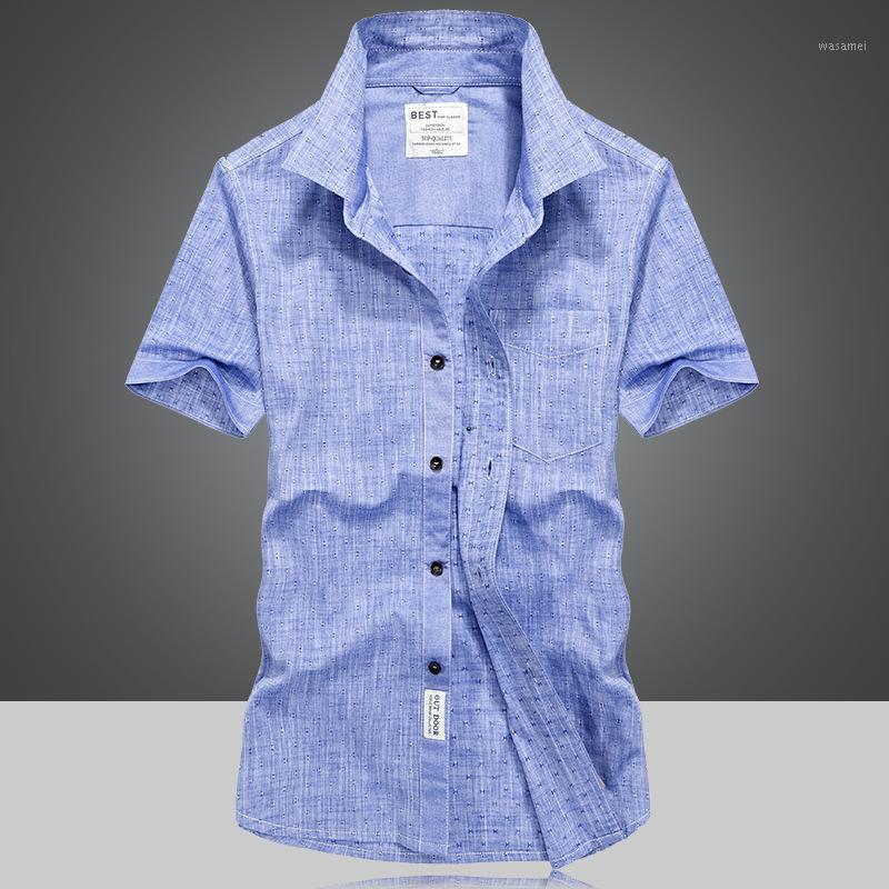 

Men's Summer Casual Brand White Short Sleeve Gray Shirt Man Oxford Cotton Denim Blue Shirts Male Fashion Tops -XL