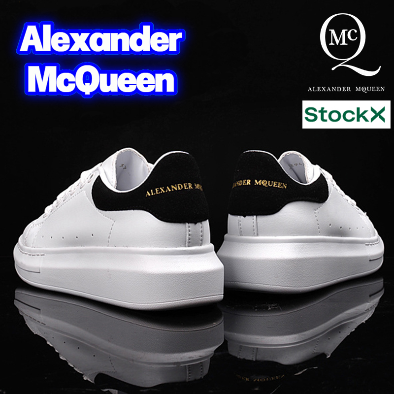 Alexander McQueen Chaussures décontractées en velours noir triple baskets blanches multicolores à queue
