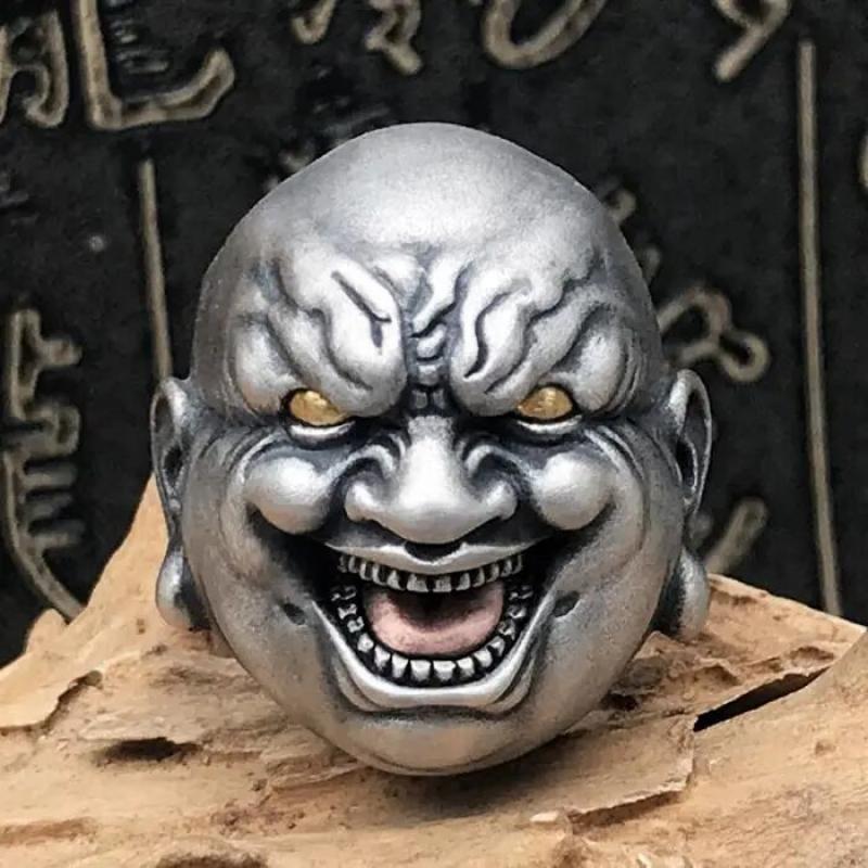 

Cluster Rings Style Men's Classic Buddhist Evil Maitreya Metal Punk Ring Religious Hip Hop Rock JewelryCluster