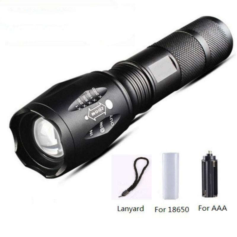 

Flashlights Torches T6 Tactical Flaslights 5-Mode 8000LM Aluminum Waterproof Zoomable LED Torch Light 18650 Rechargeable Battery