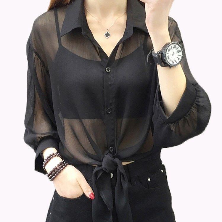 

Women' Blouses & Shirts Wholesale 2022 Spring Summer Autumn Fashion Casual Ladies Work Women Blouse Woman Overshirt Female OL Ay1646, Black