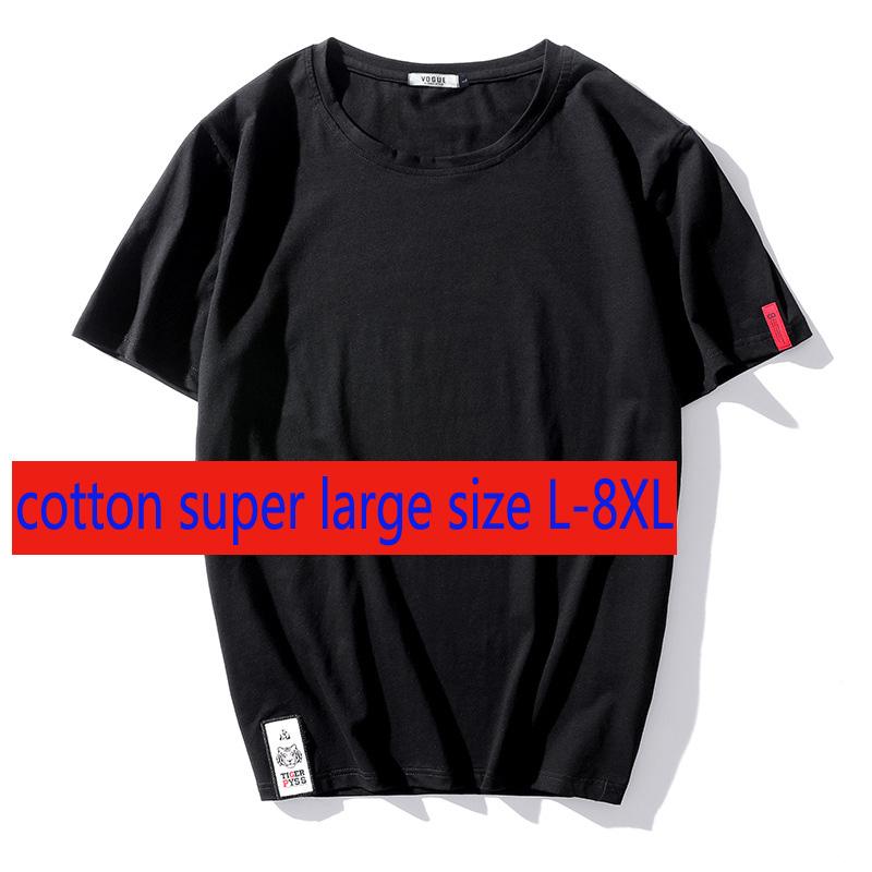 

Men's T-Shirts Arrival Fashion Super Large Summer Men Short Sleeve Pure Cotton Loose O-neck Casual Knitted Tshirt Plus Size -6XL 7XL 8XL, Black