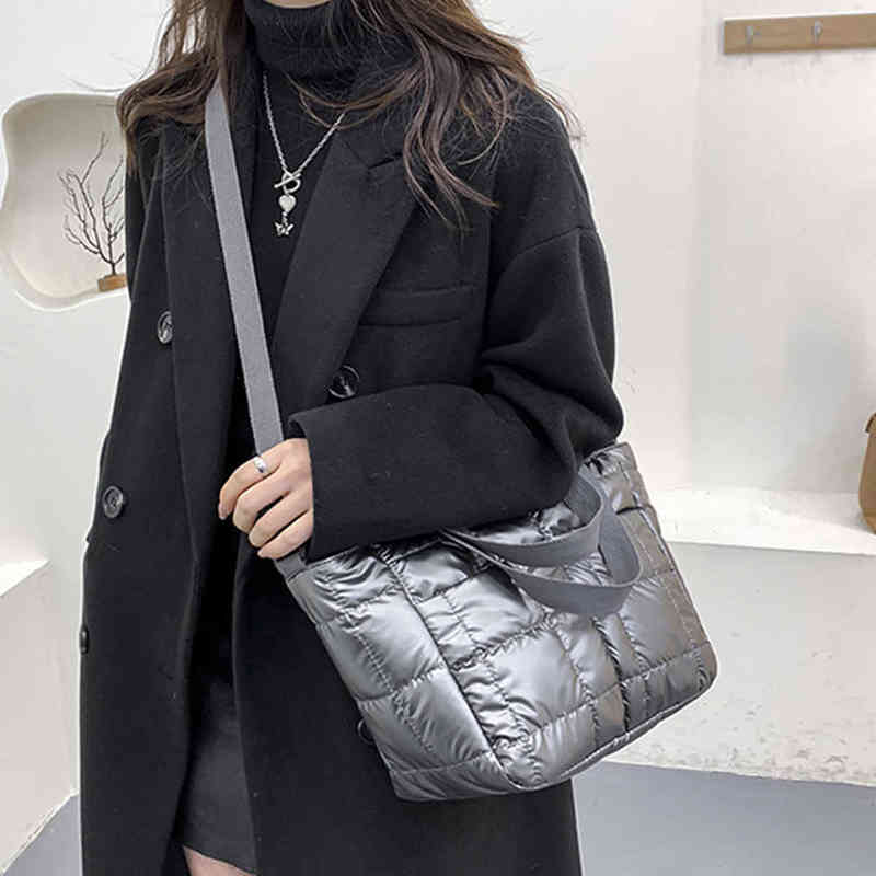 

Nylon Quilted Women Handbags Fashion Cotton Padded Crossbody Bags for Women Designer Brands Down Space Shoulder Bag Purses 2022 Y220609, Green