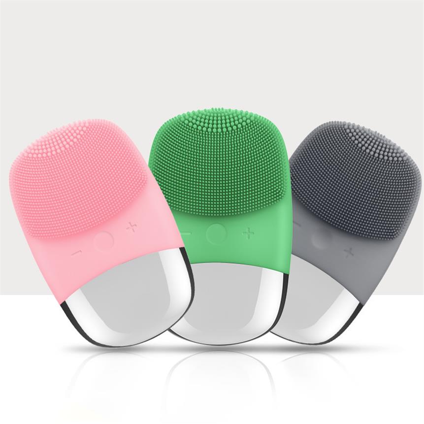 

Facial Cleansing Brush Silicone Sonic Vibration Cleaser Deep Pore Cleaning Electric Face Brush Face Massage Ultra-thin Skin Care238V