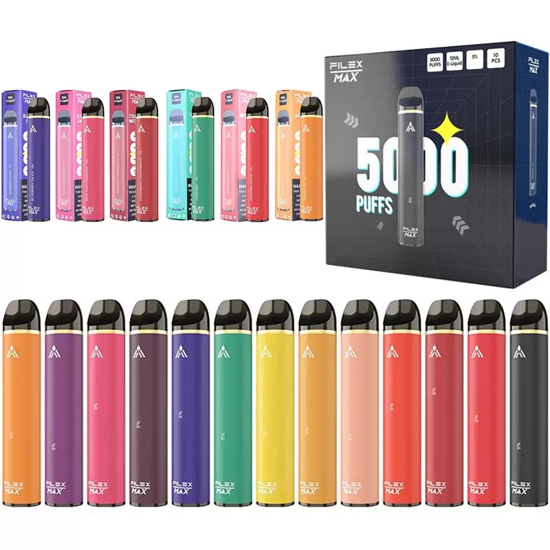 

Authentic Filex Max Disposable E cigarettes 5000 Puffs Vape Pen 12ml Pre-filled Pods Cartridge Vaporizer 1000mAh Rechargeable Battery bang xxl air bar max lux