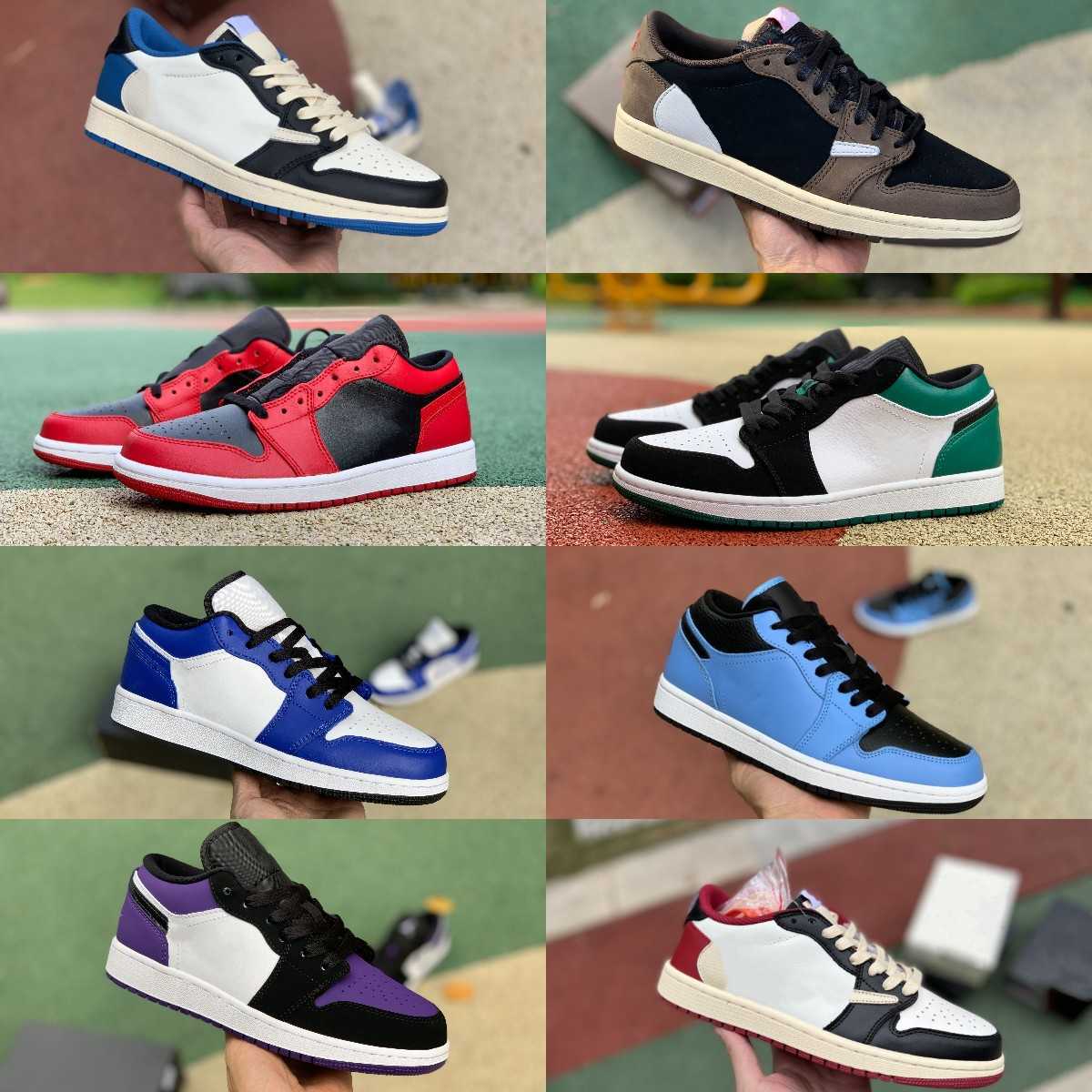 

2023 OG 2022 Fragment TS Jumpman X 1 1S Low Basketball Shoes White Brown Red Gold Banned UNC Court Purple Black Toe Shadow Panda Emerald Crimson, Silver toe