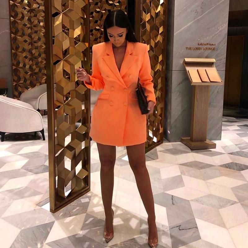 

2022 Women's Blazer Dress Short Bridesmaid Dresses Double Breasted Long Sleeved Prom Gowns Ladies Outfits Chic Tops Coats