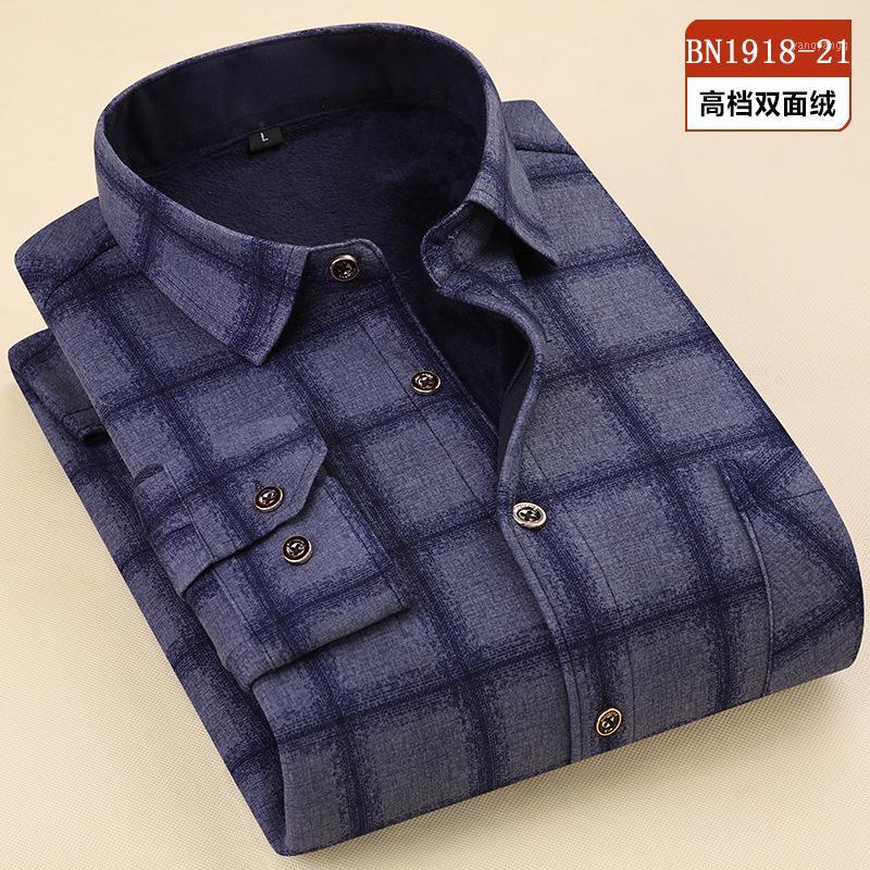 

Men's Casual Shirts 2022 Many Styles Plus Velvet Thick Double-sided Warm Shirt Middle-aged And Elderly Long-sleeved, Bn1918-5