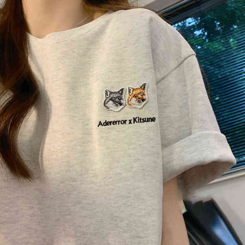 

Ader Error Shirt Men Women Summer Korean Fashion Style Pullovers Tees Oversize Emroidery Cotton Female Costume Y2k T-shirts, Black