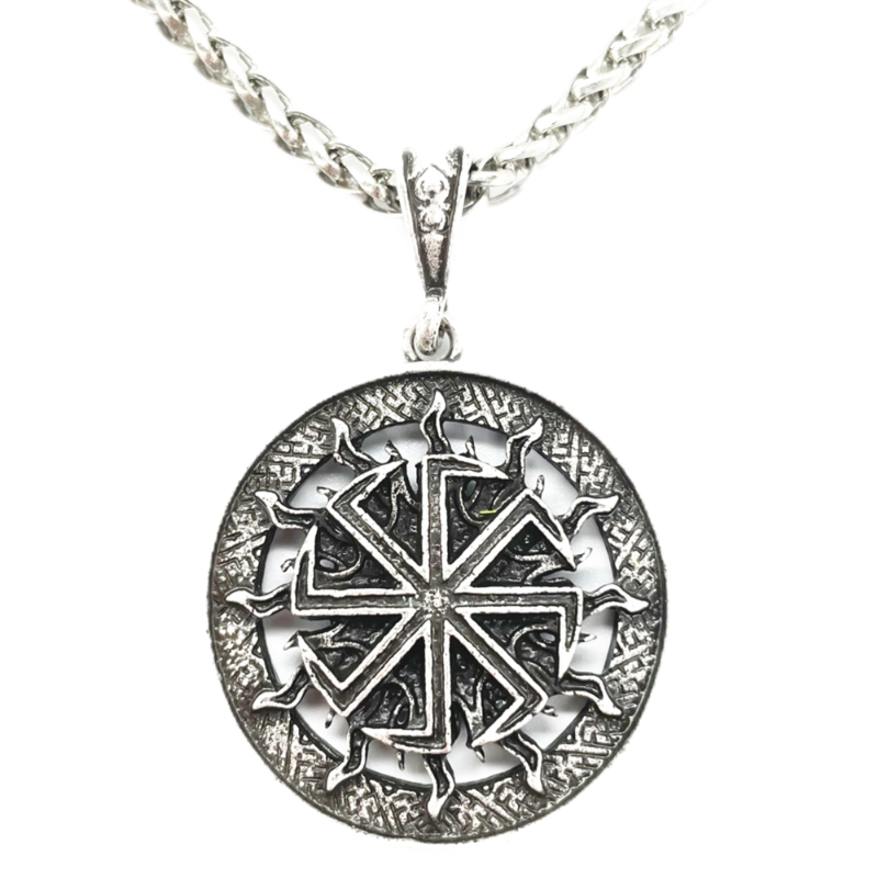 

Pendant Necklaces Nostalgia Slavic Kolovrat Symbol Sun Jewelry Male Necklace Pagan Talisman Amulet