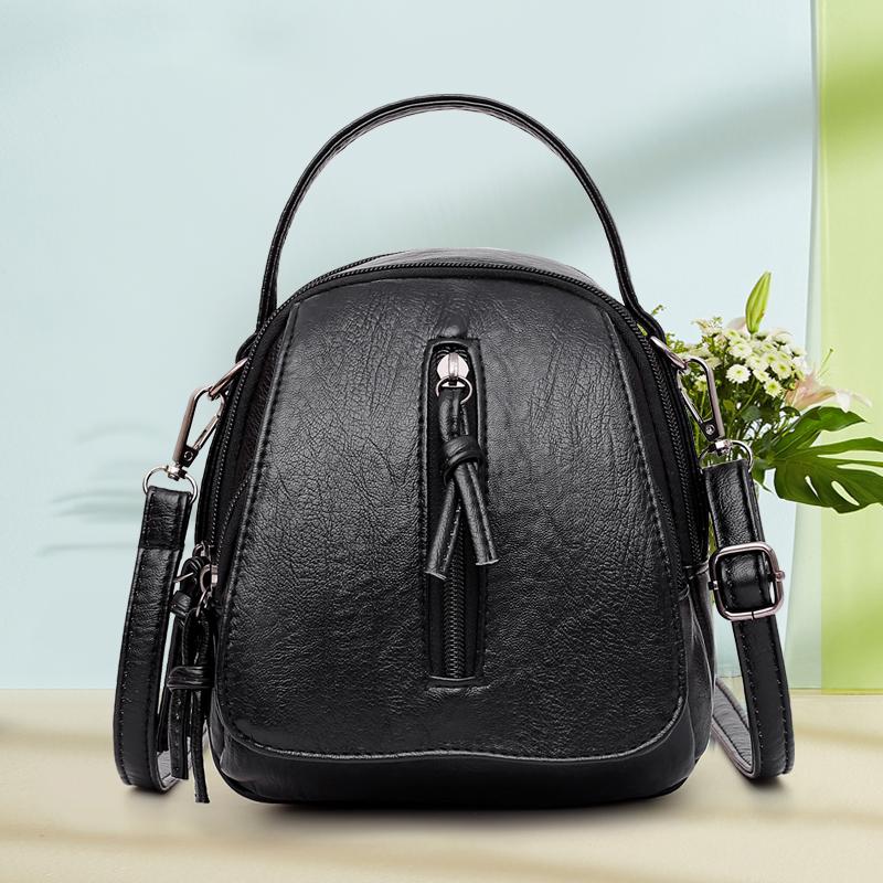 

Evening Bags Vintage Soft Leather Shoulder For Women Large Capacity Female Handbag Double Compartment Crossbody Lady Small Tote Bag, Black
