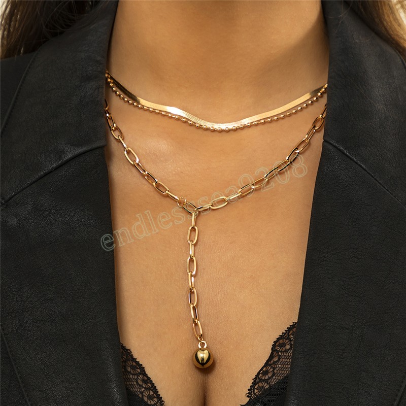 

Vintage Snake Long Chain Necklace for Women Chest Accessories Multiayer Ball Pendant Choker Fashion Neck Jewelry