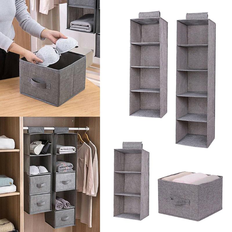 

Storage Boxes & Bins Cotton Linen Wardrobe Hanging Bag Interlayer Drawer Type Clothes Hangers Holder Portable Organizer Closet, No.4