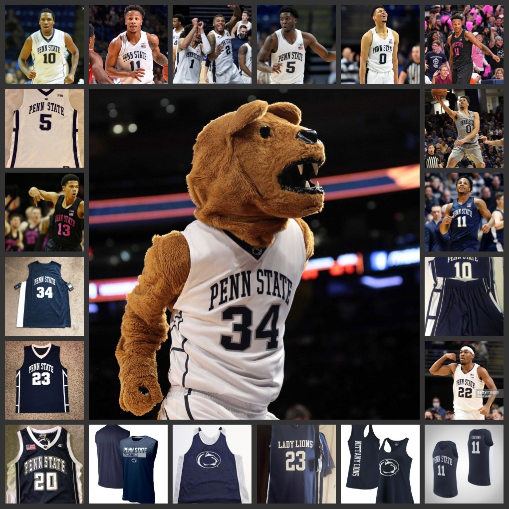 

2022 NCAA Final Four Custom Penn State Nittany Lions Basketball Jersey Jalen Pickett Jersey 13 Jevonnie Scott 3 Sam Sessoms 14 Jalanni White college Stitched Jerseys, Retro navy