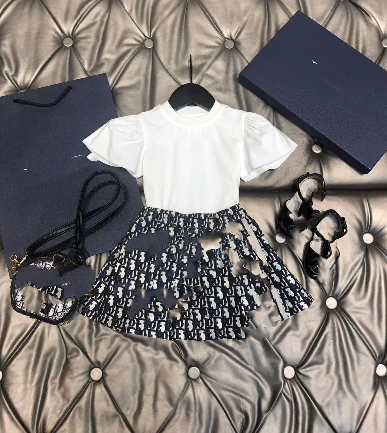 

kid girl ball gown wed dress black girl autumn clothing sets Korean style t-shirt and skirt baby designer fashion flower dresses