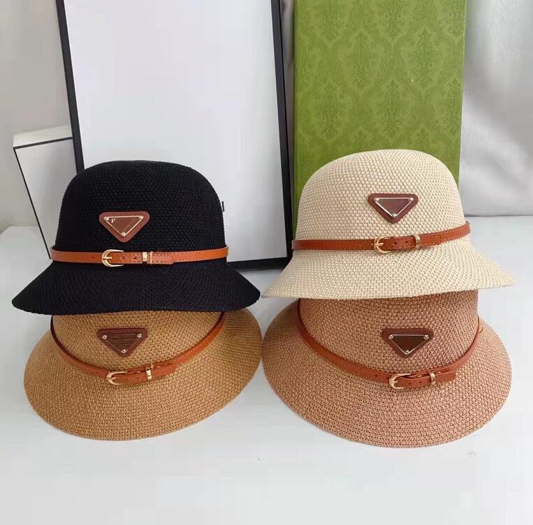 

Straw Belt Hat Sun UV Protection Hats Designer Womens Beach Wide Brim Outdoor Beach Handmade Casquette For Man Woman Cap Flat Black Beige Visor Caps