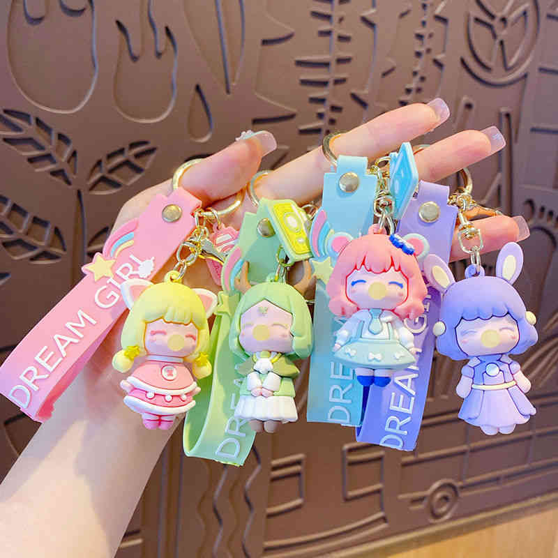 

Designer Sneaker Leather Silicone Keychains Cartoon Jungle Girl Female Cute Creative Doll Key Pendant Girlfriends Schoolbag Pendant Gift