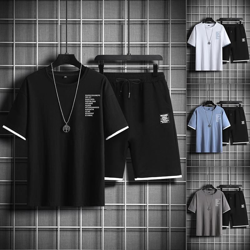 

Men' Tracksuits Men Two Pieces Set Summer Clothing Cotton Mens Casual Sweat Suits Fashion Priting Women Sportswear Jogging Suit 5XL Loose, 8535k77 white