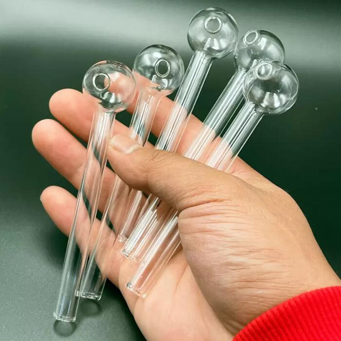 

12CM/10CM Pyrex Glass Oil Burner Pipe Clear Color quality pipes transparent Great Tube tubes Nail tips