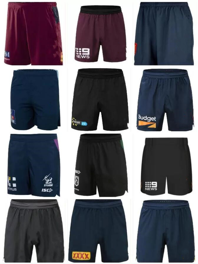 

Rugby League Jerseys shorts 2021 Melbourne Storm Maroons Brisbane Roosters Rabbitohs Maori Titans Blues, Black
