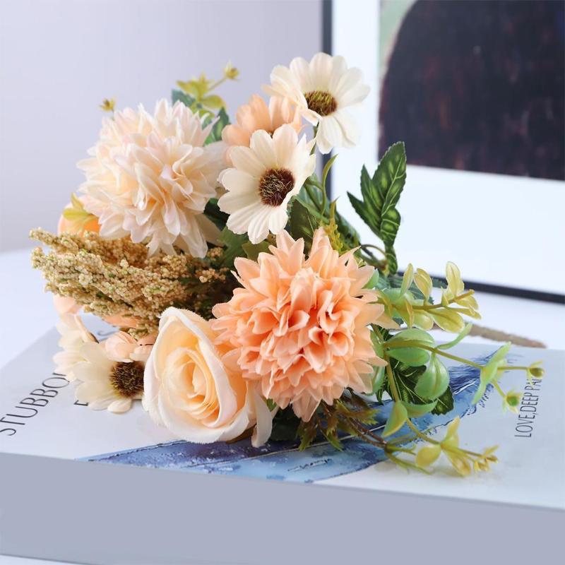 

Decorative Flowers & Wreaths 1 Bouquet Artificial Rose 7 Head Silk Flower Wedding Home Decoration Ss Props Fake Plant Table Ornaments Bride