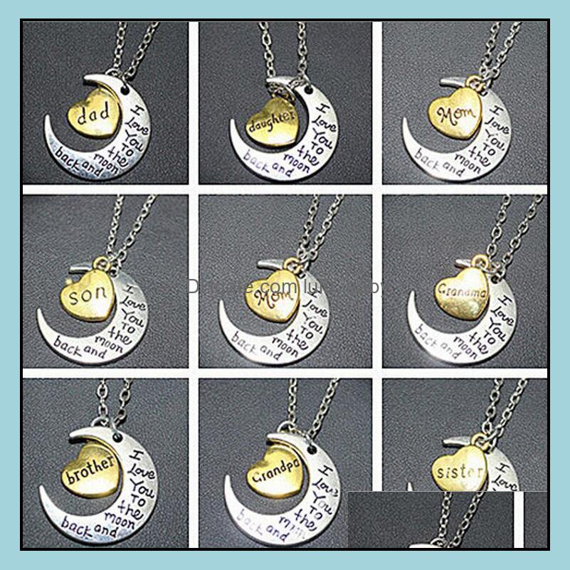 

Pendant Necklaces Statement Engraving Jewelry I Love You Sun And Moon Sier Gold Chains Drop D Baby Dmf