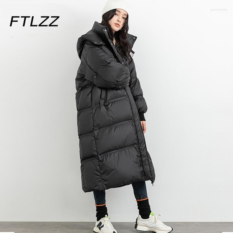 

Women's Down & Parkas Winter Long Jacket Women Hooded Solid Warm White Duck Coat Woman Black Puffer Jackets Female Korean Bubble Guin22