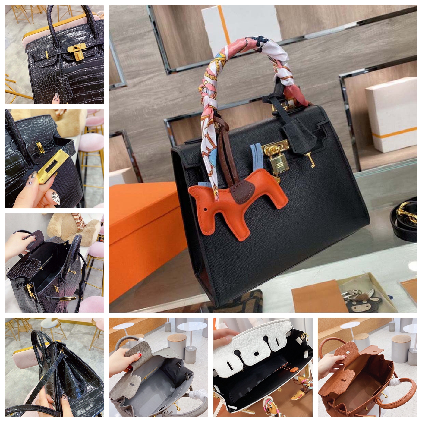 

Designer Totes bag Luxury Brand Purse Single Zipper Wallets Women HandBags Tote Real Leather Bags Lady Plaid Purses Duffle Luggage by brand 001, #box