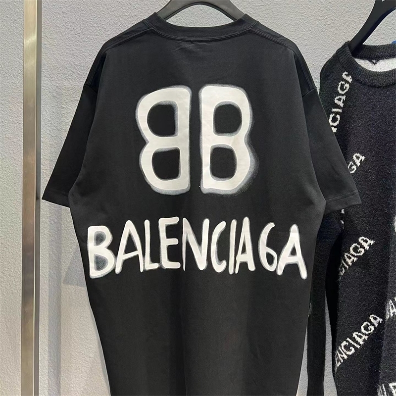 Designer Mens T-shirt Balencaigass Original Paris spring summer style BB luminous graffiti letters on the back embroidered on the chest short sle