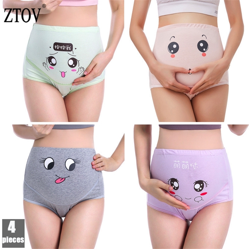 

ZTOV 4Pcs/Lot Cotton Maternity Underwear Panty Clothes for Pregnant Women Pregnancy Brief High Waist Panties Intimates 220419, Nudepinkyellowgray