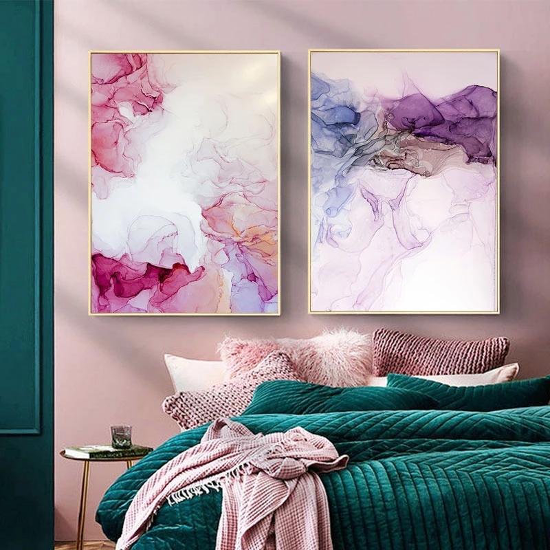 

Paintings Nordic Colorful Marble Abstract Canvas Pink Purple Green Wall Art Picture Poster And Prints For Living Room Home Decor